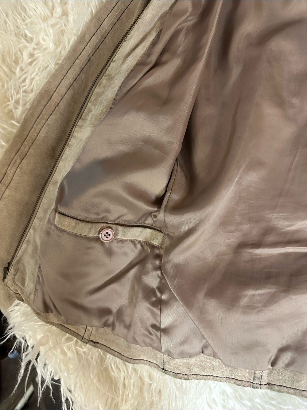 Vintage Wilsons Leather Maxima Taupe Suede Zip-Front Jacket - Picture 4 of 6